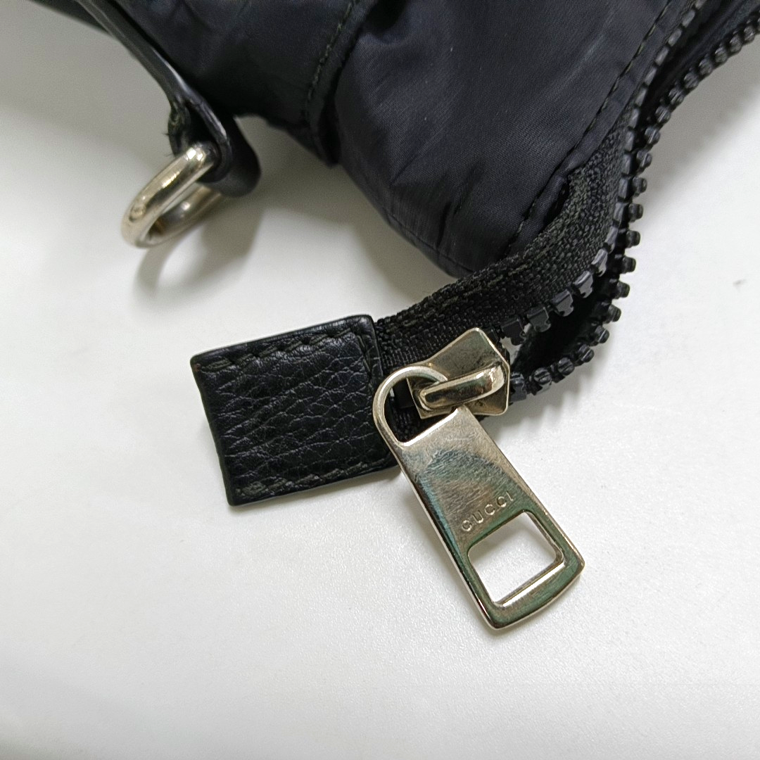 GUCCI GG Imprime Black Nylon Old Flower Single Shoulder Bag Handbag Crossbody Bag Silver Hardware Removable shoulder strap-(SKU)-958181512