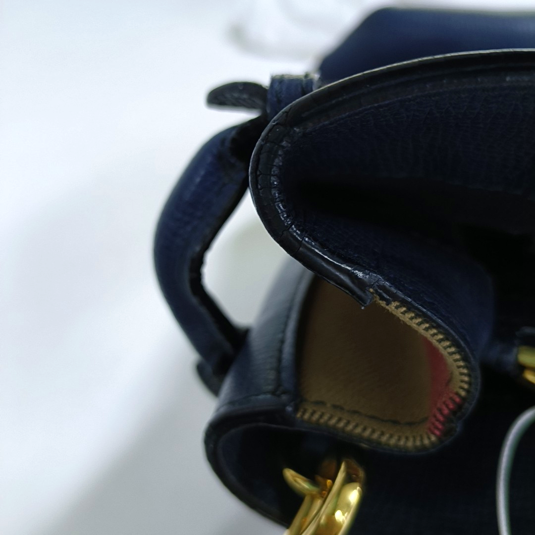 BURBERRY The Banner Medium size Dark Blue Leather Shoulder Tote Crossbody Bag Golden hardware Removable shoulder strap-(SKU)-947520458