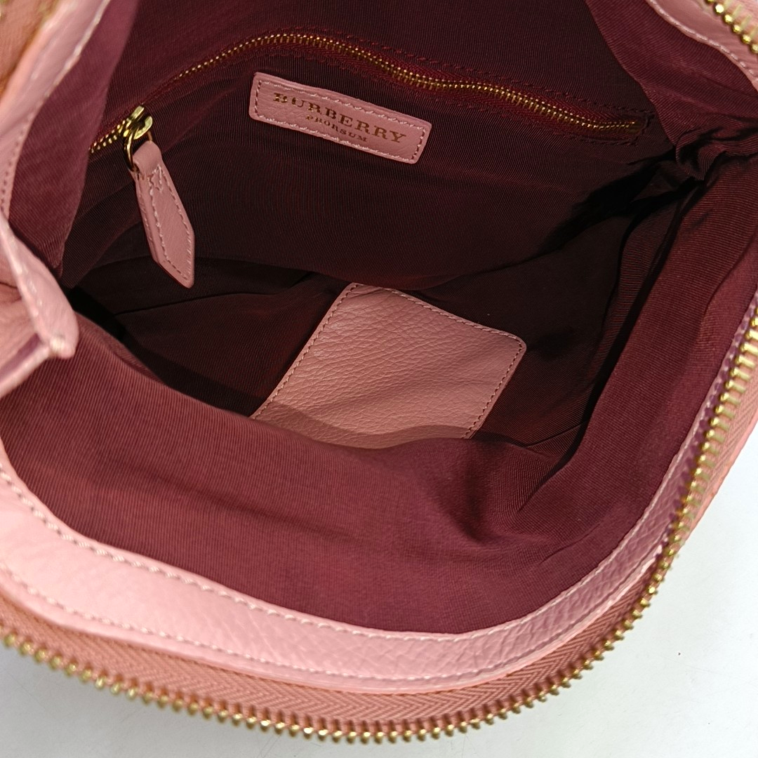 BURBERRY Pink Leather Single Shoulder Bag, Crossbody Golden hardware Removable shoulder strap-(SKU)-952753489