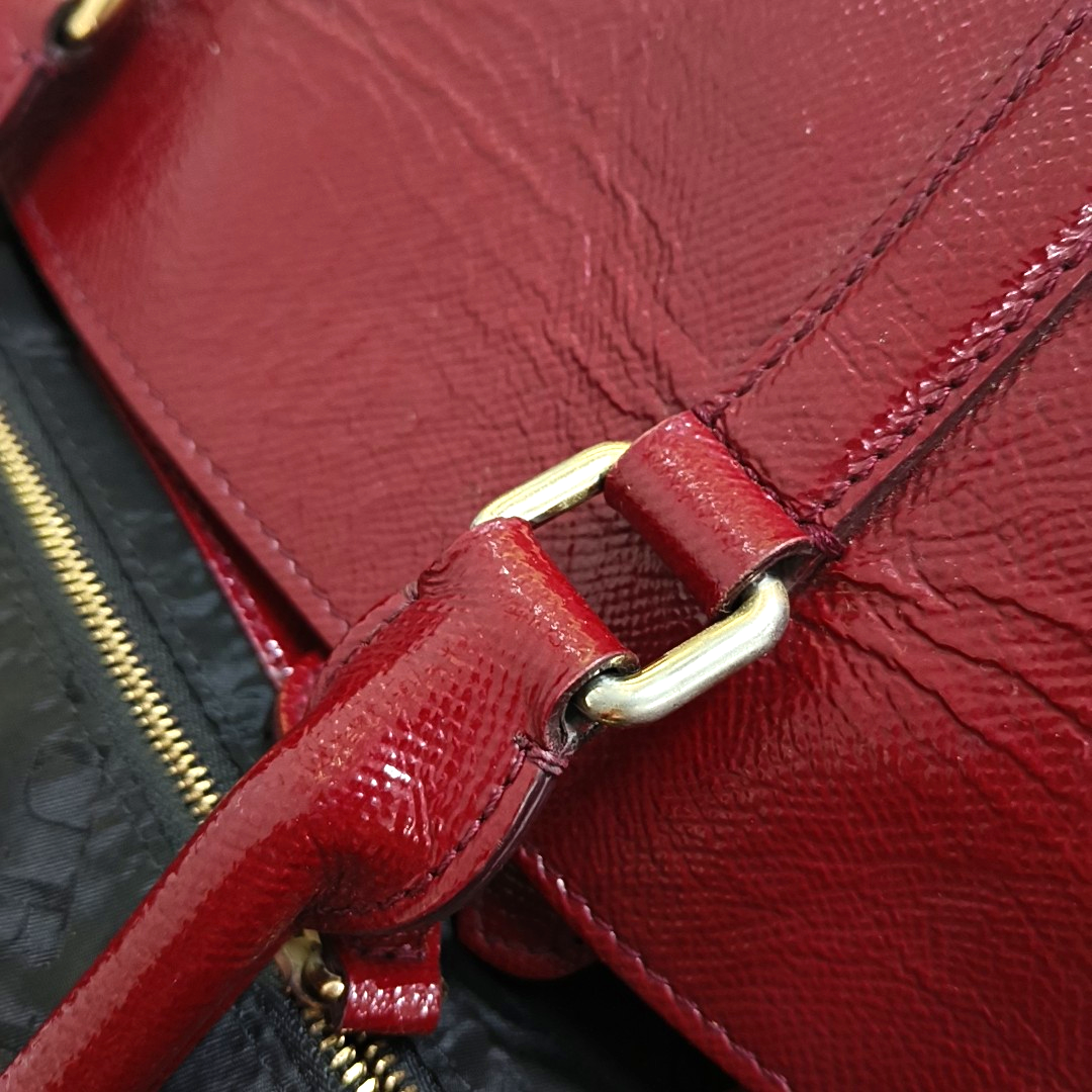 BURBERRY Dinton Red Cowhide Tote Bag Golden hardware-(SKU)-944819144