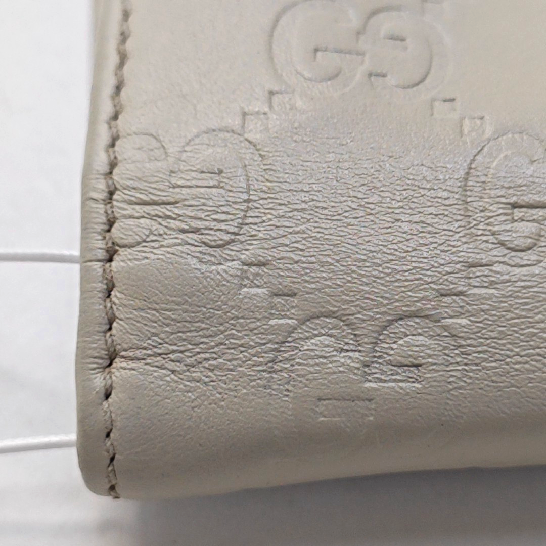GUCCI White Calfskin Leather Monogrammed Wallet Golden hardware-(SKU)-951320985