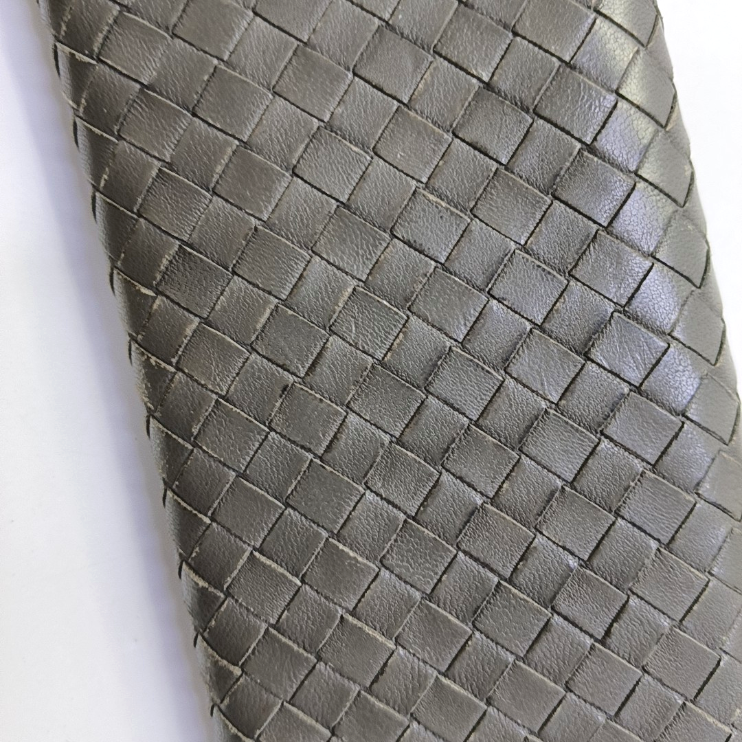BOTTEGA VENETA Grey Cowhide Braided Wallet Black hardware-(SKU)-944011992