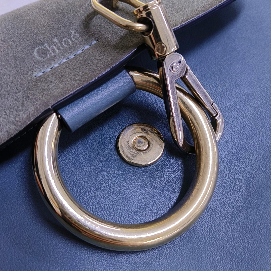Chloé Faye Small size Blue Cowhide Crossbody Bag Single Shoulder Bag Golden Silver Hardware-(SKU)-950599732