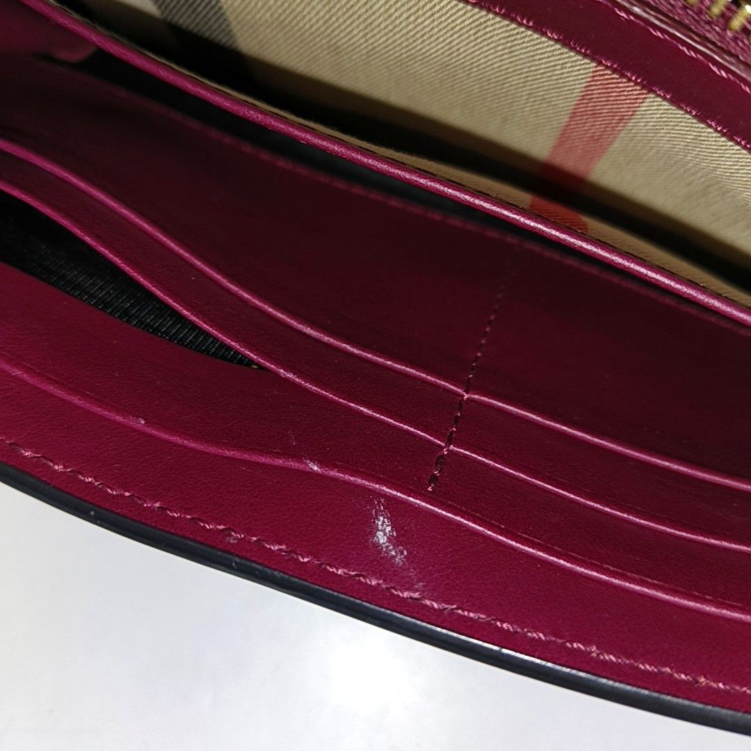 BURBERRY Henley Burgundy Cowhide Embossed Crossbody Shoulder Bag Golden hardware Removable shoulder strap-(SKU)-952775752