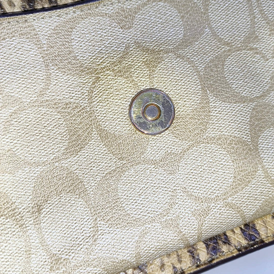COACH KLARE Beige Leather Old Flower Embossed Crossbody Bag Shoulder Bag Golden hardware-(SKU)-942136285