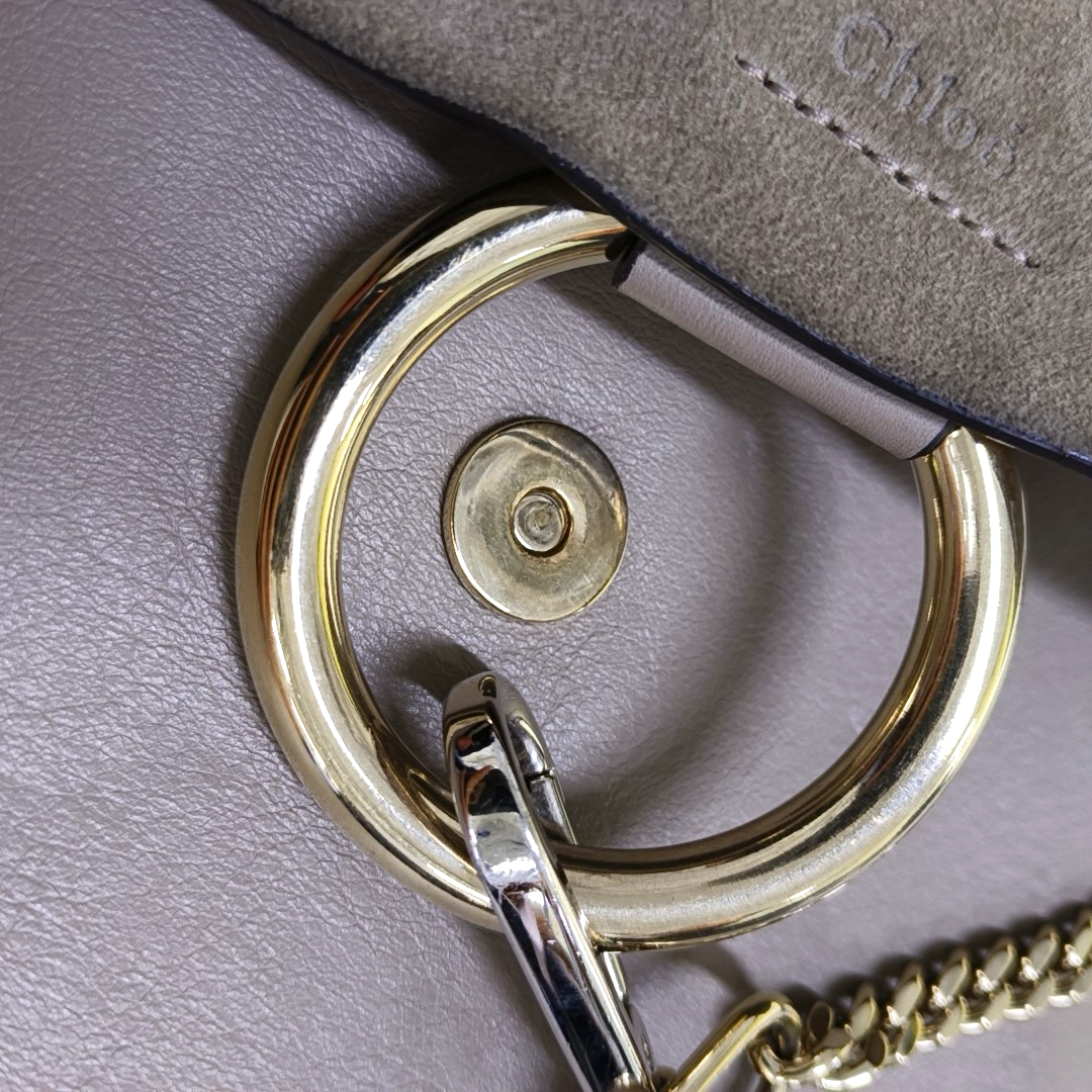 Chloé Faye Medium size Khaki Calf Leather Crossbody Shoulder Bag Golden hardware Removable shoulder strap-(SKU)-952757311