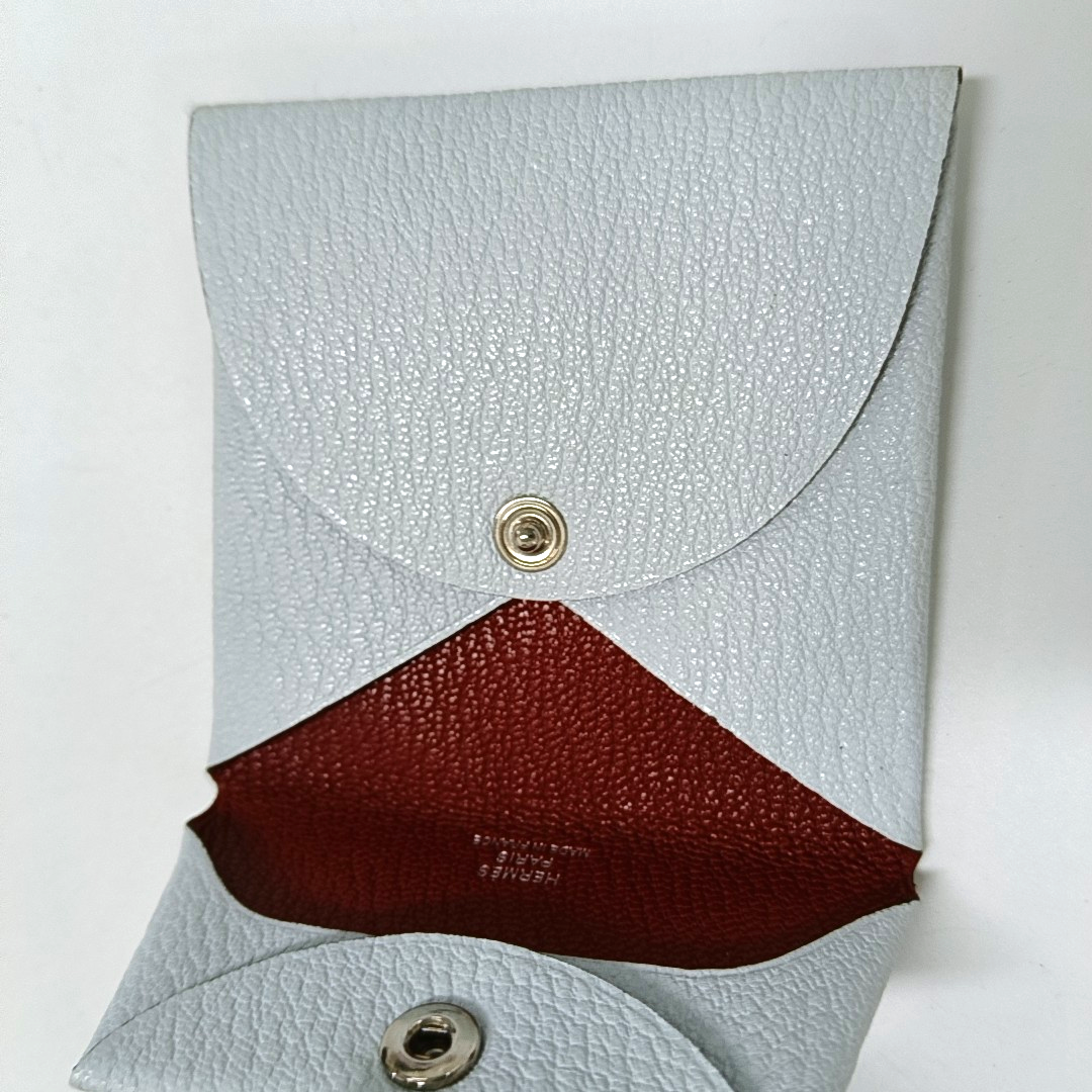 HERMÈS Bastia Haze blue sheepskin card case Silver Hardware Dstamp-(SKU)-959053951
