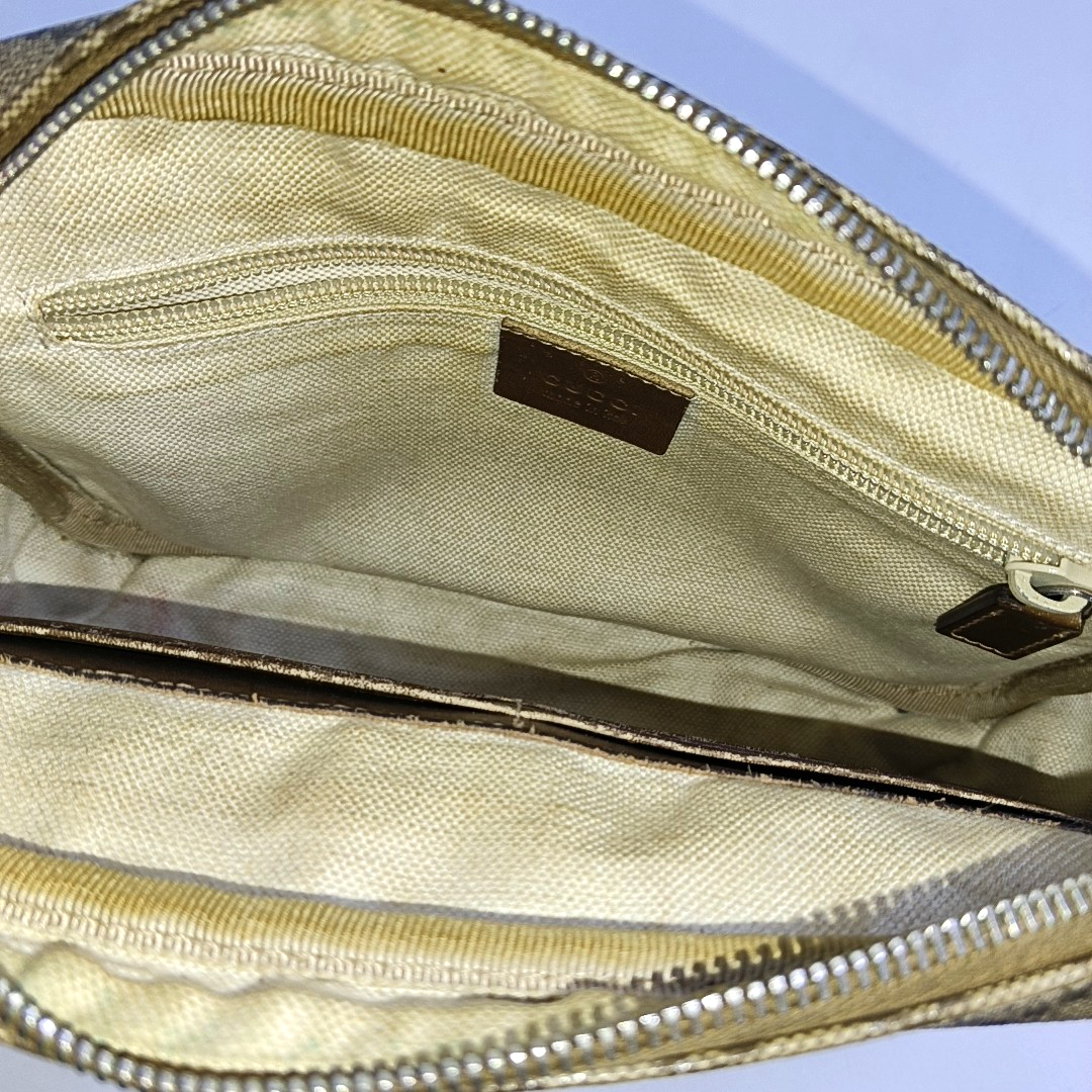 GUCCI GG Blooms Small size Khaki Calfskin Printed Handbag Silver Hardware-(SKU)-948628450