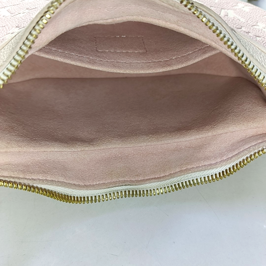 LOUIS VUITTON BAGATELLE Pink Calfskin Embossed Single Shoulder Bag Tote Bag Crossbody Bag Gold Hardware 2 Removable Straps-(SKU)-947832107