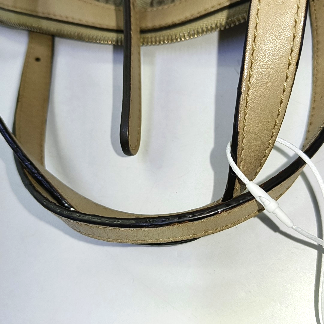 GUCCI GG Supreme Khaki Coated Canvas Monogrammed Single Shoulder Bag Tote Golden hardware Removable shoulder strap-(SKU)-944985050