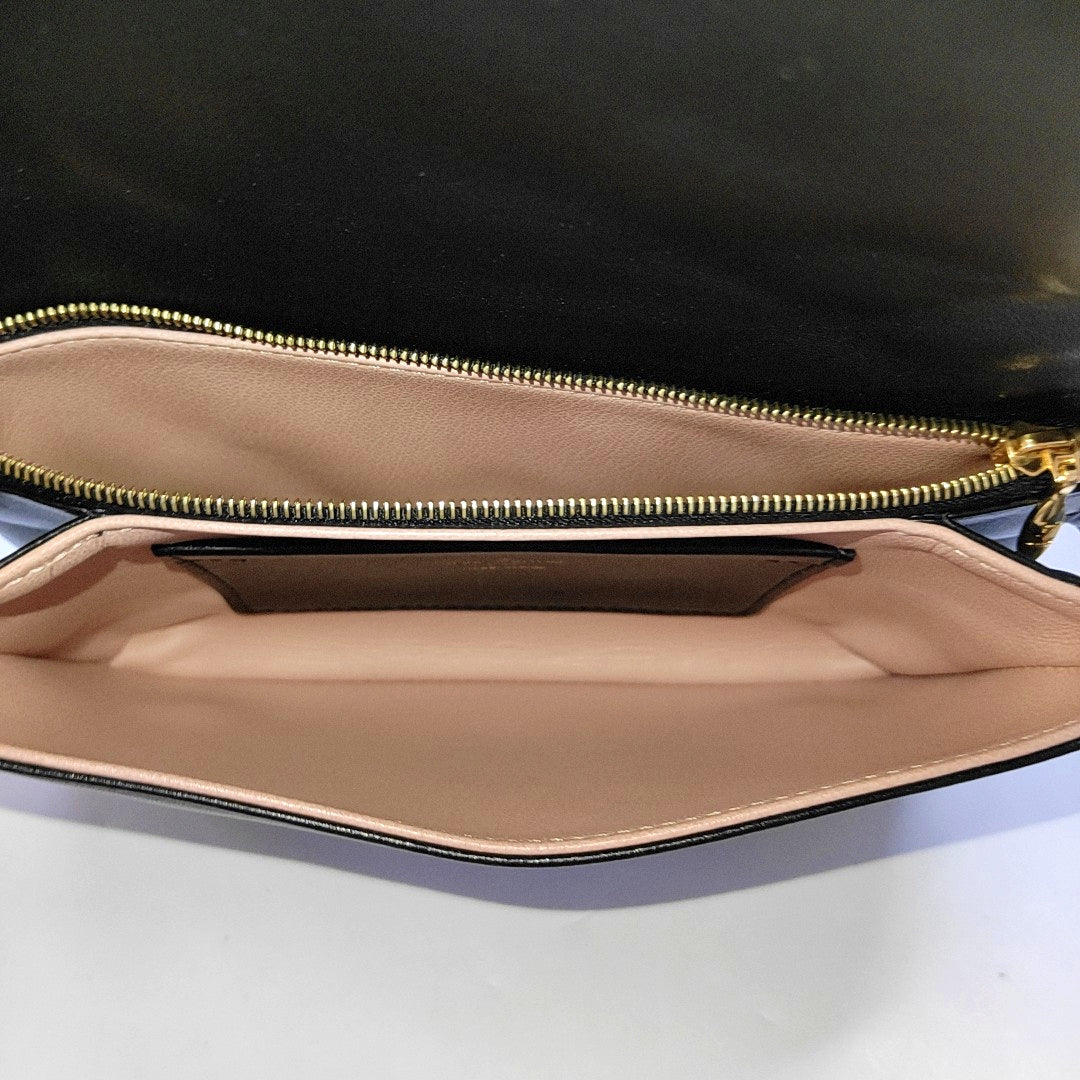 LOUIS VUITTON COUSSIN Black Lamb Skin Vintage Embossed Crossbody Shoulder Bag Tote Bag Gold Hardware Removable Strap-(SKU)-970025673