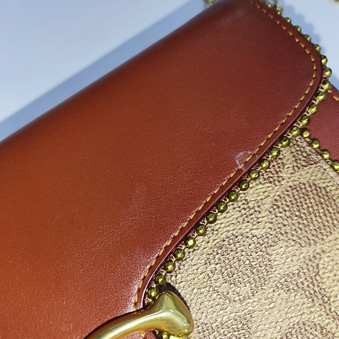 COACH TABBY Red Cowhide Monogram Studs Handbag Golden hardware-(SKU)-941273975