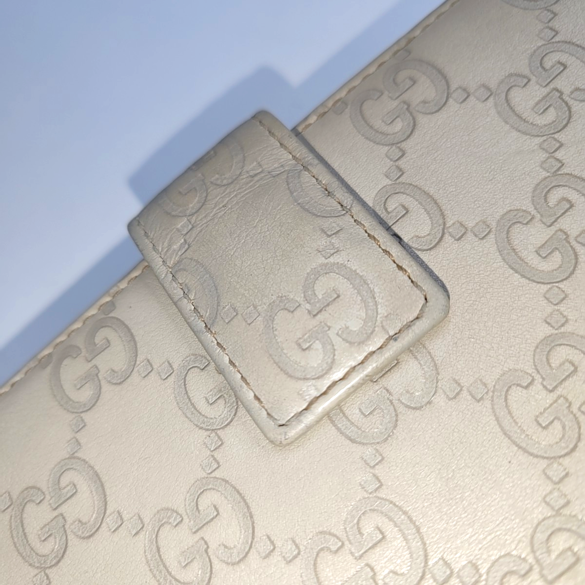 GUCCI Signature白色牛皮老花,压纹钱包-(SKU)-939007138