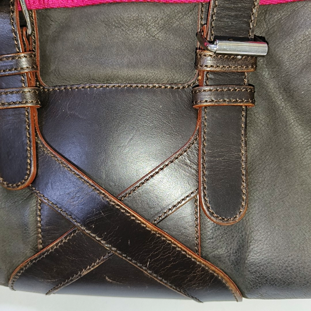LOEWE Tote bag Dark Brown Leather Handbag Silver Hardware shoulder straps-(SKU)-938692603