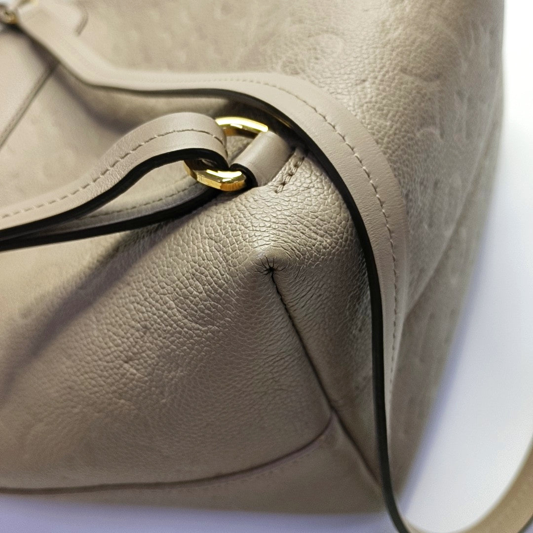 LOUIS VUITTON MONTSOURIS Grey Leather Monogram Embossed Backpack Tote Bag Golden Hardware-(SKU)-969217937