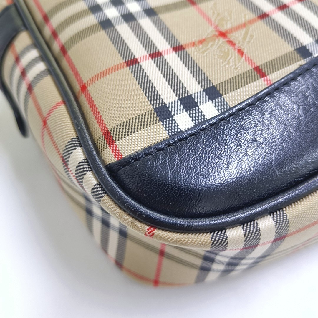 BURBERRY Khaki Fabric War Horse Plaid Pattern Handbag Black hardware-(SKU)-946106014