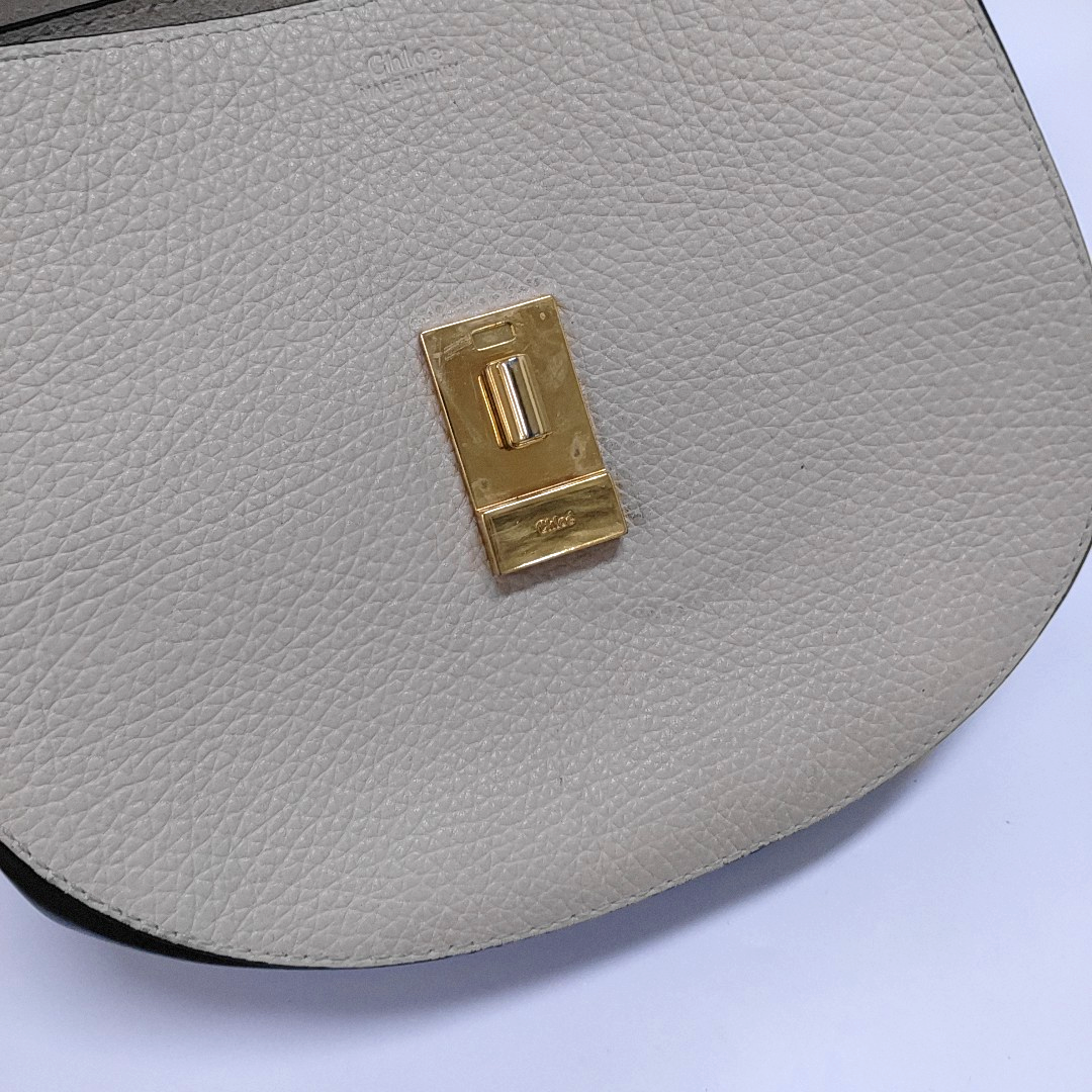 Chloé Drew Medium size Beige Cowhide Piglet Bag with Shoulder and Crossbody Strap Golden hardware-(SKU)-955598189