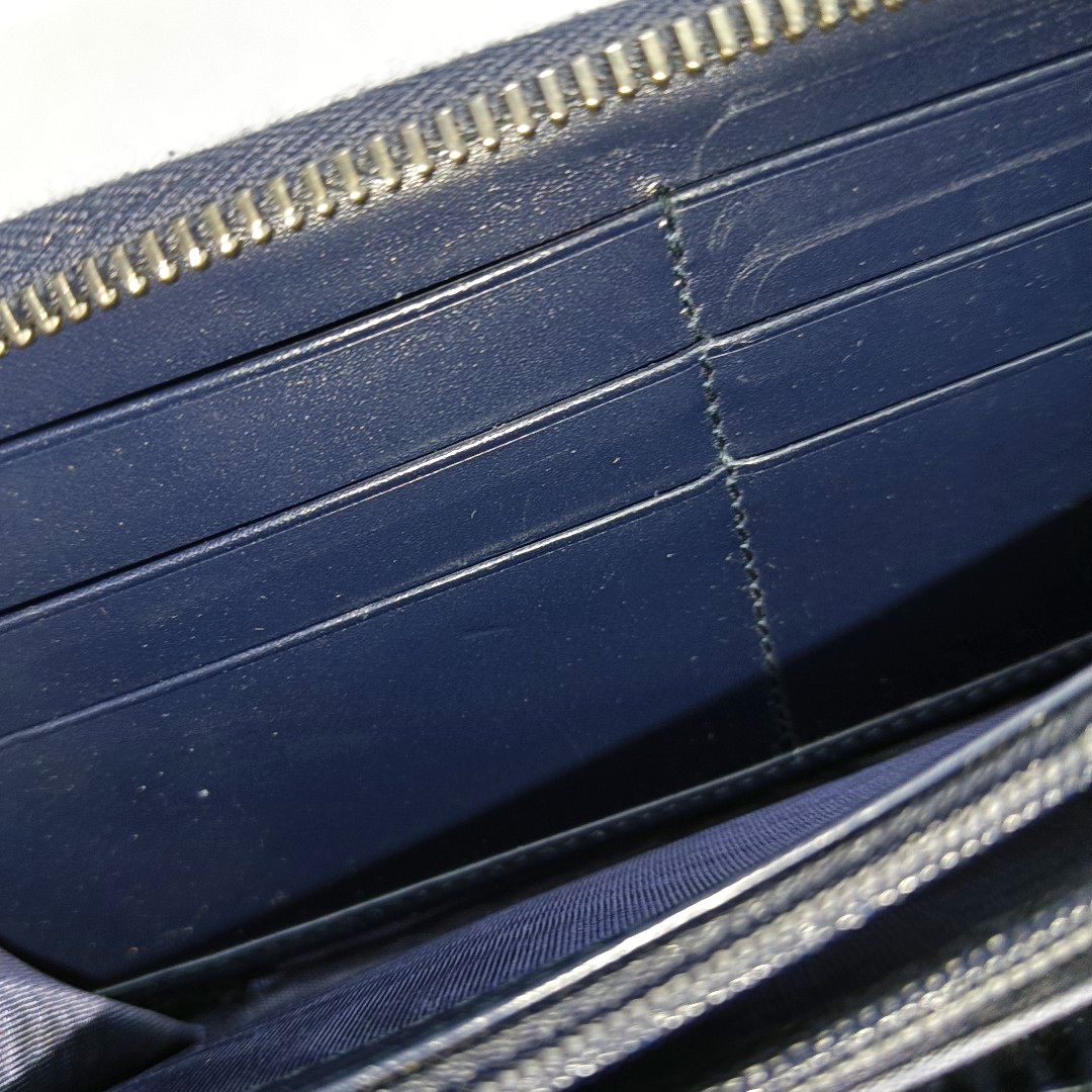 GUCCI Dark blue leather old-favorite textured wallet Silver Hardware-(SKU)-951353413