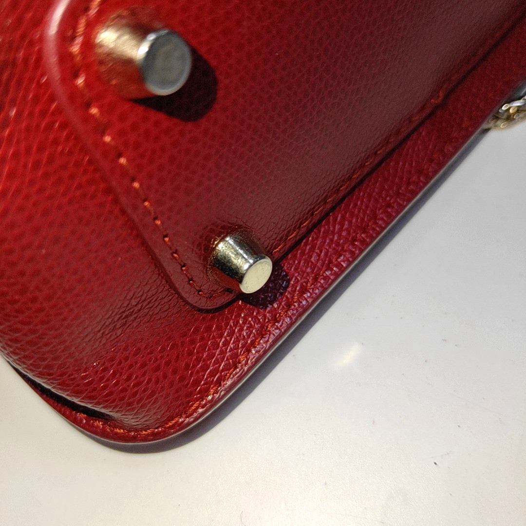 FURLA Metropolis Red Leather Printed Crossbody Single Shoulder Bag Golden hardware Removable shoulder strap-(SKU)-931098116