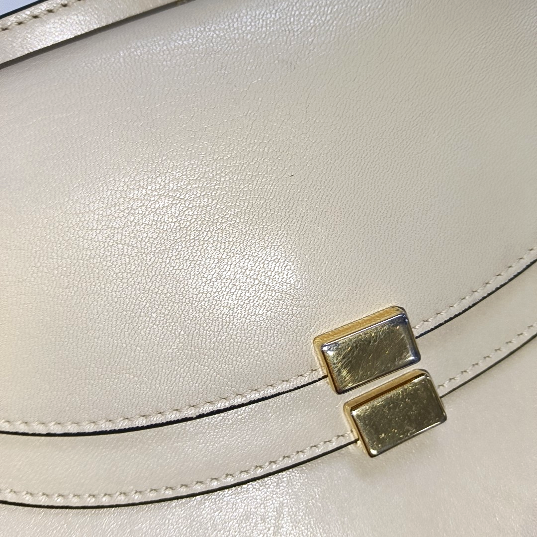 Chloé Georgia Light Gray Cowhide Crossbody Bag Golden hardware Removable shoulder strap-(SKU)-14414002