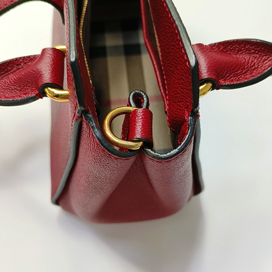 BURBERRY Buckle Red Cowhide Single Shoulder Bag Handbag Crossbody Bag Golden hardware Removable shoulder strap-(SKU)-956703529