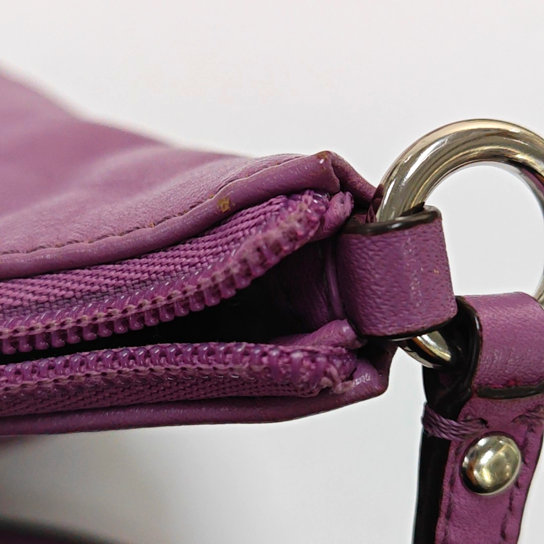 COACH Purple Leather Shoulder Bag Silver Hardware Vintage model-(SKU)-939951061