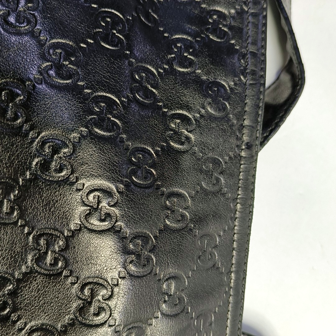GUCCI GG Imprime Black Cowhide Monogrammed Quilted Crossbody Shoulder Bag Golden hardware-(SKU)-960401347