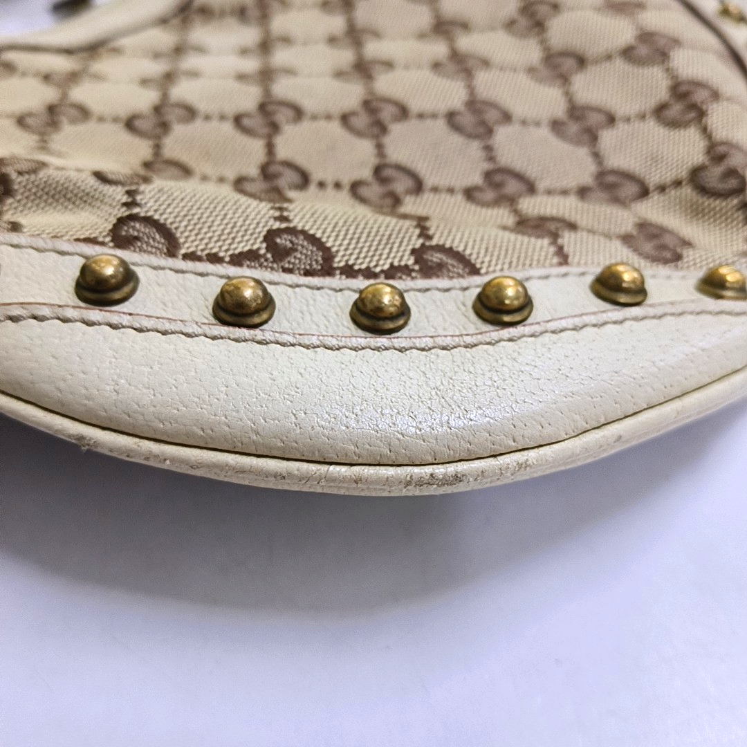 GUCCI Pelham Khaki Fabric Monogram Rivets Shoulder Bag Tote Bag Golden hardware-(SKU)-952072335