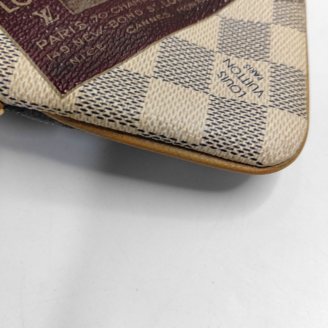 LOUIS VUITTON VINTAGE MILLA White Coated Canvas Checkered Print Crossbody Shoulder Handbag Golden hardware-(SKU)-952341358