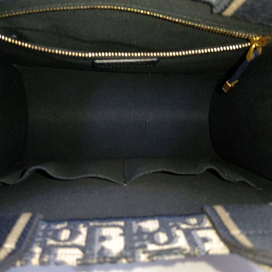 DIOR Book Tote Small Blue Canvas Monogram Embroidered Crossbody Shoulder Bag Handbag Tote Bag Golden Hardware Removable Strap Accessories Included-(SKU)-955313336