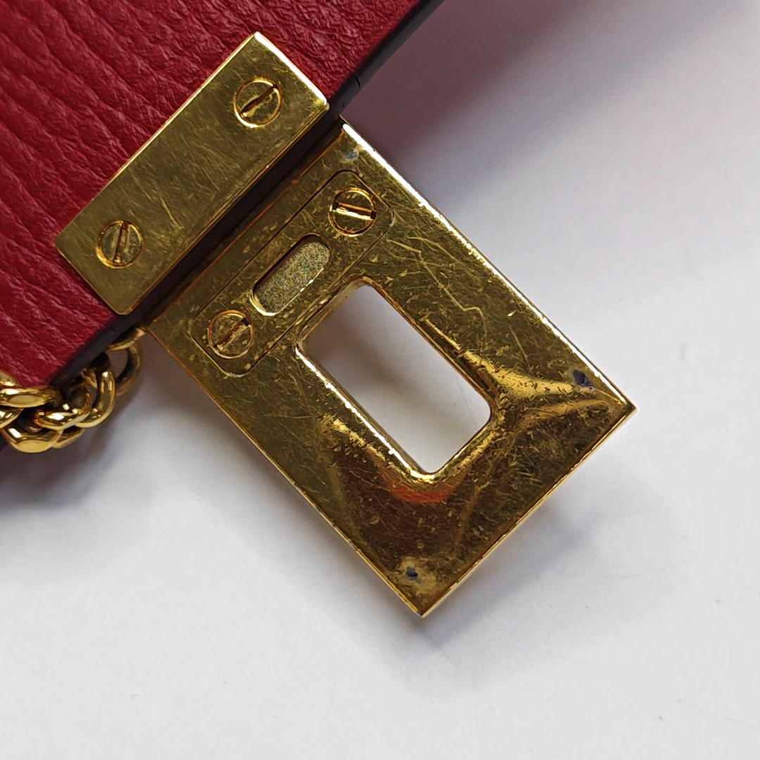 Chloé Drew Medium size Red Leather Piggy Bag Crossbody Single Shoulder Bag Golden hardware-(SKU)-957567853