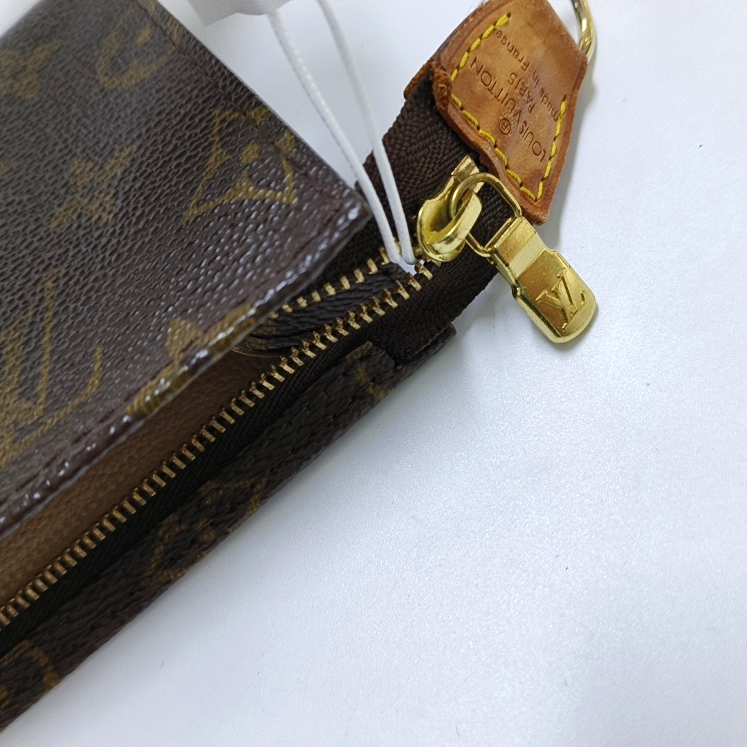 LOUIS VUITTON VOYAGE Brown Coated Canvas Monogram Cosmetic Bag Clutch Golden hardware-(SKU)-959441857