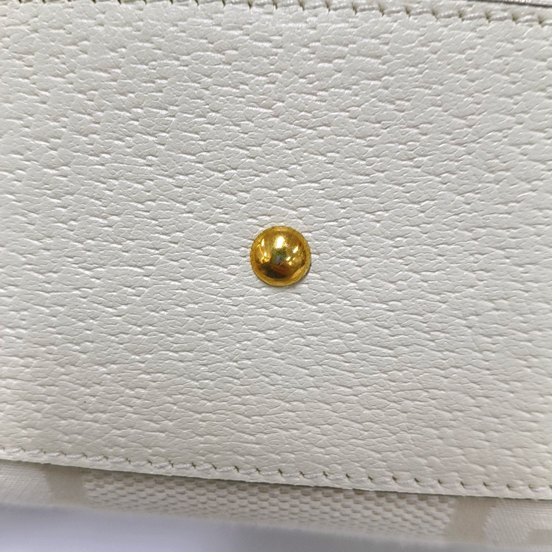 GUCCI Diana Small White Canvas Monogram Bamboo Handle Shoulder Bag Tote Bag Golden Hardware 2 Removable Straps-(SKU)-955631350