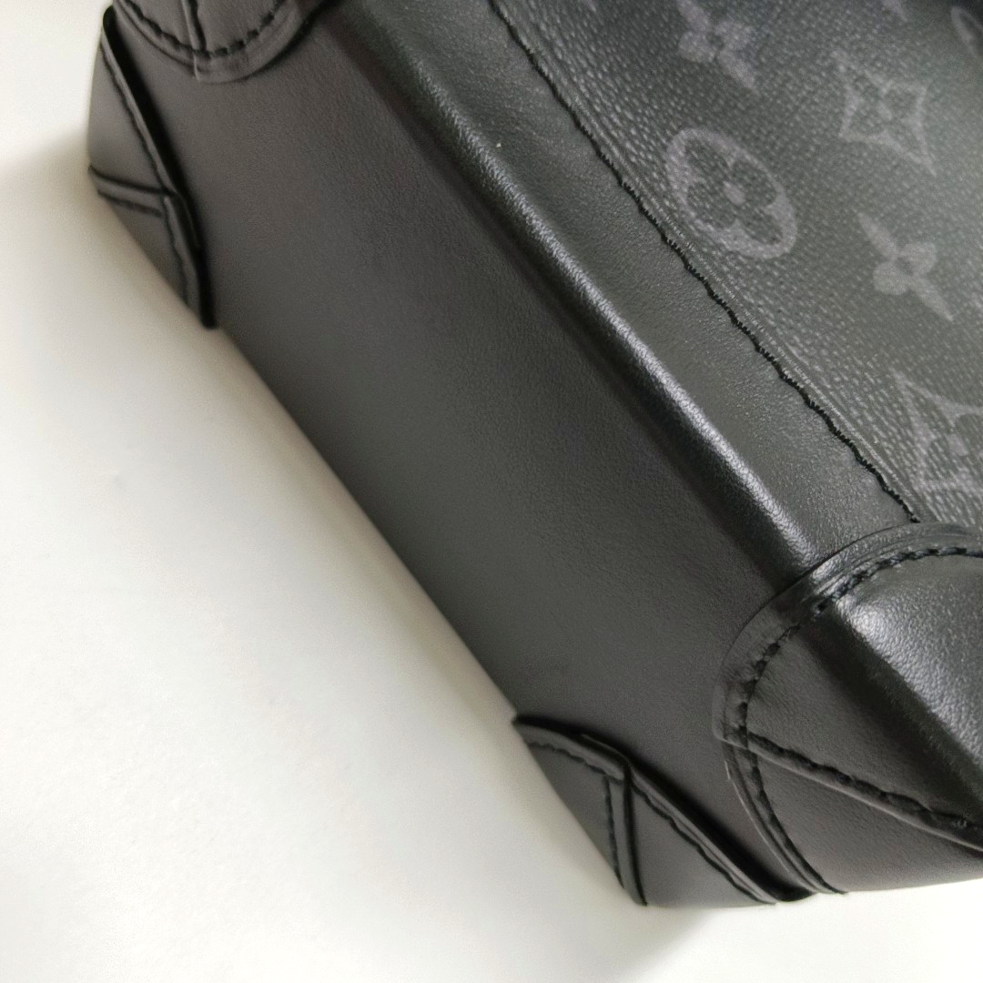 LOUIS VUITTON STEAMER Extra Small Black Coated Canvas Monogram Shoulder Bag Tote Bag Palladium Hardware Removable Strap-(SKU)-964433015