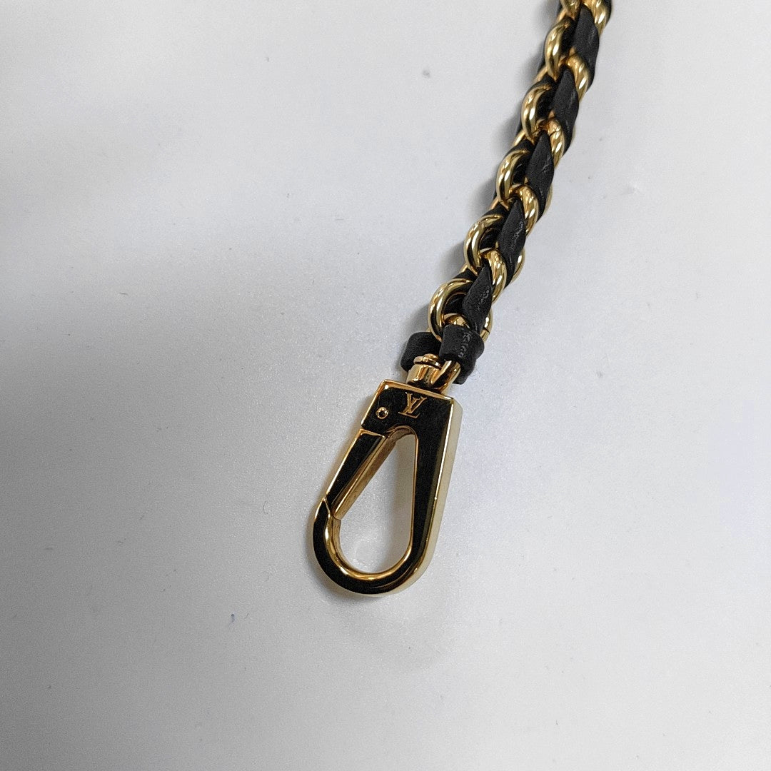 LOUIS VUITTON VANITY CHAIN POUCH Small Brown Coated Canvas Monogram Vernis Cosmetic Bag Shoulder Bag Crossbody Bag Handbag Gold Hardware Removable Shoulder Strap-(SKU)-966448523