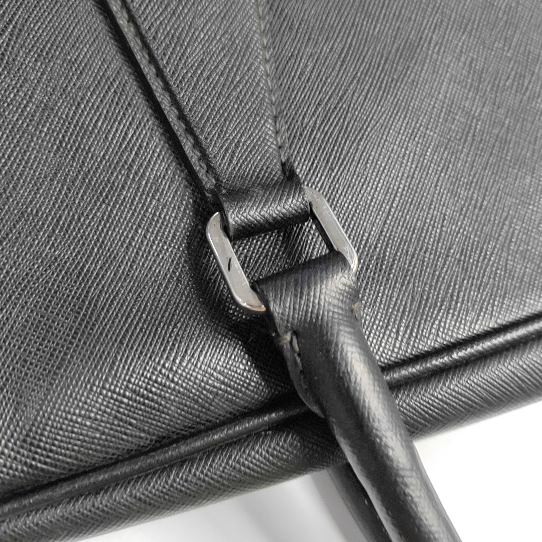 PRADA Black Cowhide Cross Grain Handbag Silver Hardware-(SKU)-945045232