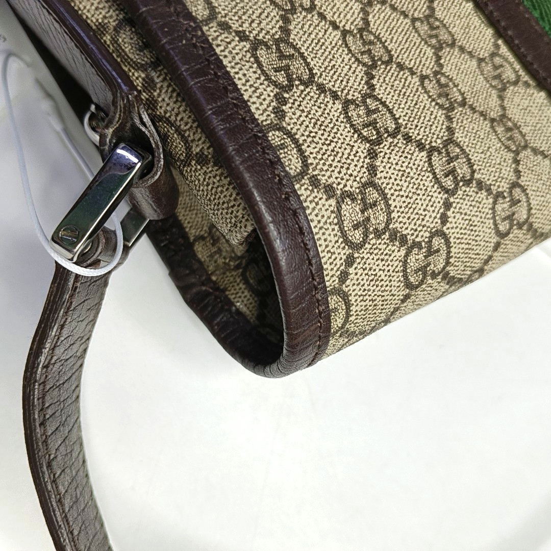 GUCCI GG Supreme Ebony Canvas Monogram Stripe Shoulder Bag Tote Crossbody Silver Hardware-(SKU)-953758546