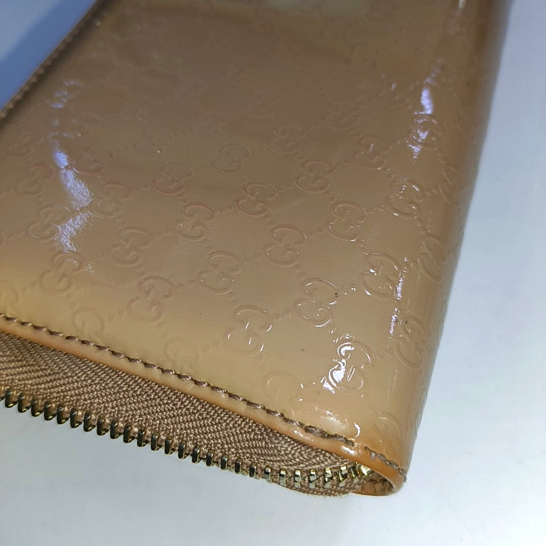 GUCCI Microguccissima Nude Pink Patent Leather Monogrammed Quilted Wallet Golden hardware-(SKU)-937604188