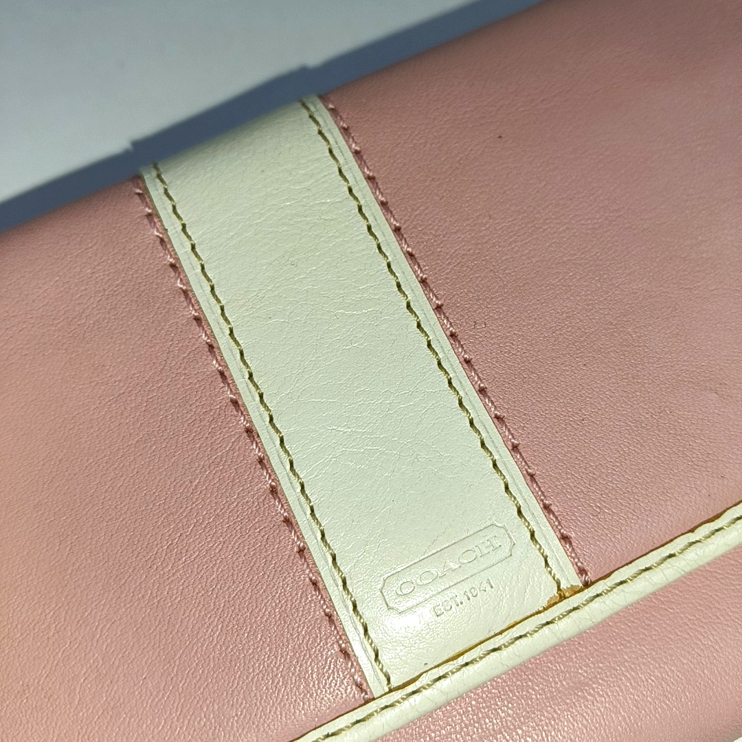 COACH Pink Leather Embossed Handbag Silver Hardware Vintage model-(SKU)-935675321