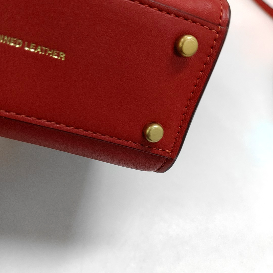 COACH CASHIN mini Red Leather Single Shoulder Bag Crossbody Bag Handbag Golden hardware Removable shoulder strap-(SKU)-950892383