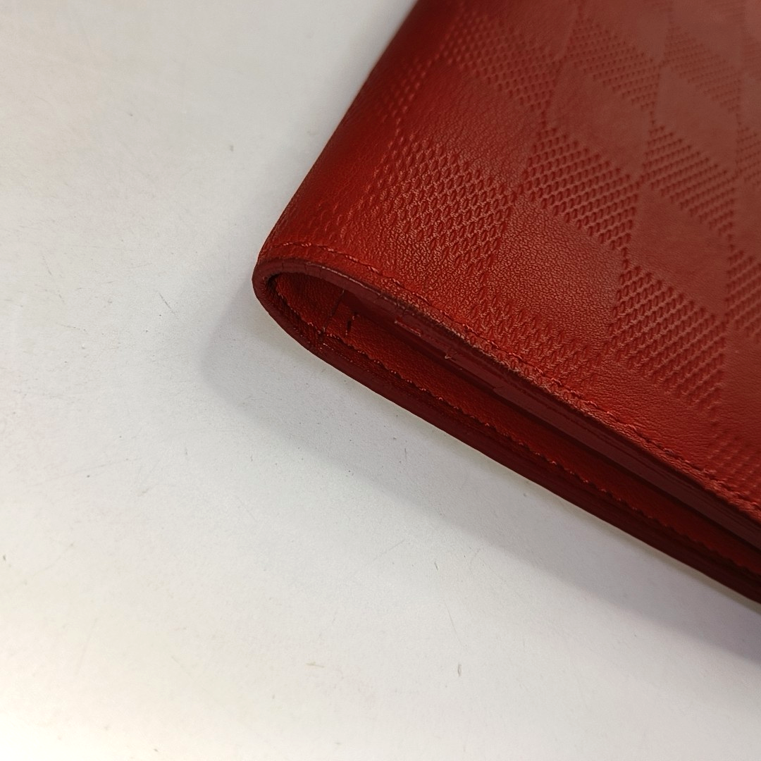 LOUIS VUITTON BRAZZA Orange Cowhide Checkered Logo Wallet Ruthenium color hardware-(SKU)-951249626