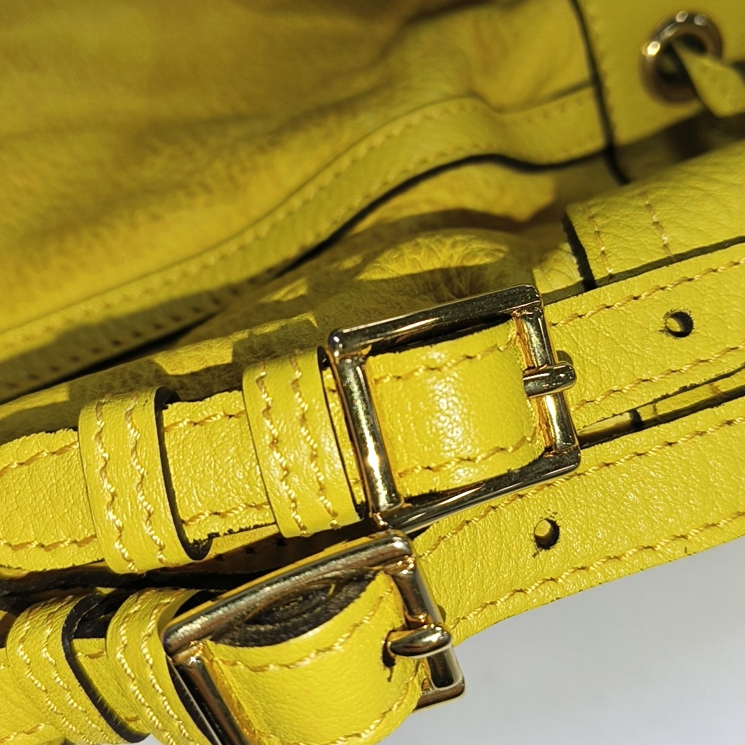 BURBERRY Northfield Yellow Leather Shoulder Bag Tote Golden hardware Removable shoulder strap-(SKU)-14373312