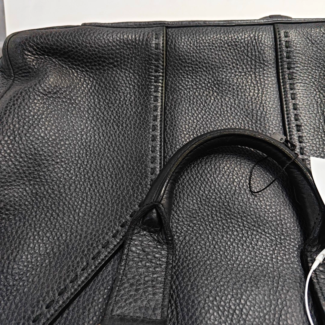YSL MUSE Black Cowhide Quilted Rivets Tote Bag Silver Hardware-(SKU)-946633480