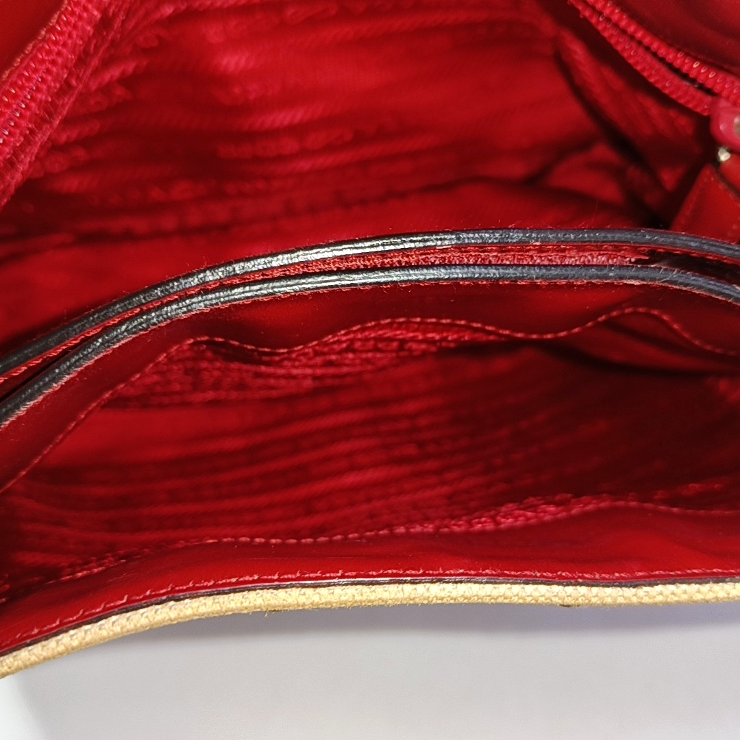 PRADA Tote bag Caramel Fabric Single Shoulder Bag, Handbag Silver Hardware-(SKU)-941849389
