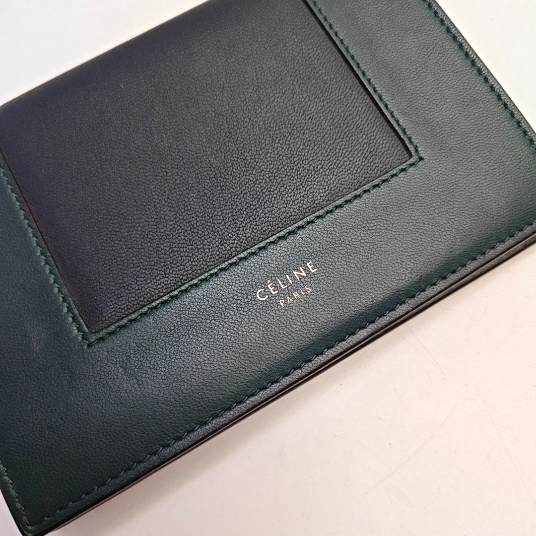 CELINE Green Cowhide Wallet Golden hardware-(SKU)-947043201