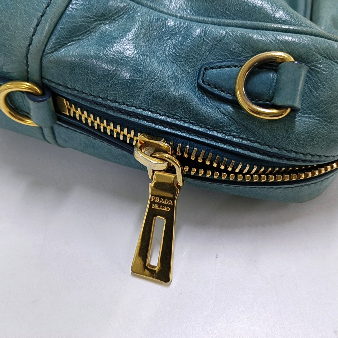 PRADA Tote bag Light Blue Cowhide Crossbody Tote Shoulder Bag Golden hardware Removable shoulder strap-(SKU)-959563238