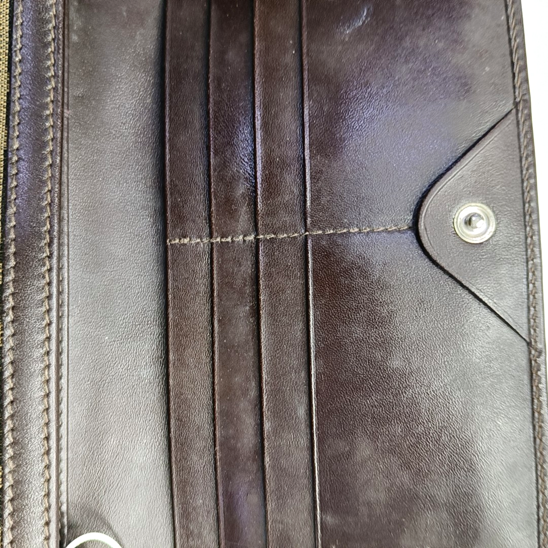 FENDI 棕色帆布双F钱包-(SKU)-952489575