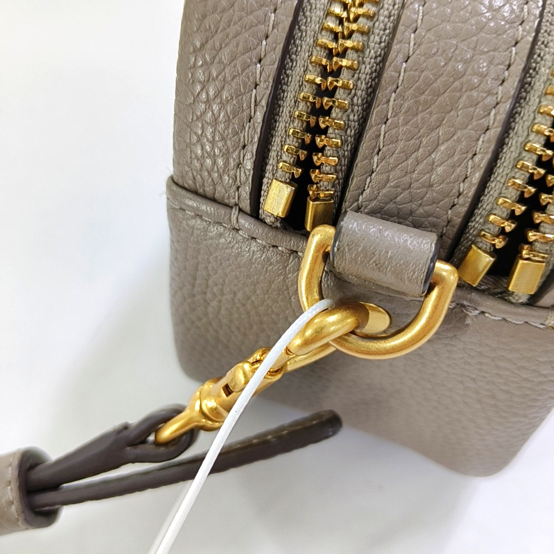 TORY BURCH Perry Grey Leather Embossed Crossbody Bag Single Shoulder Bag Golden hardware Removable shoulder strap-(SKU)-951355825
