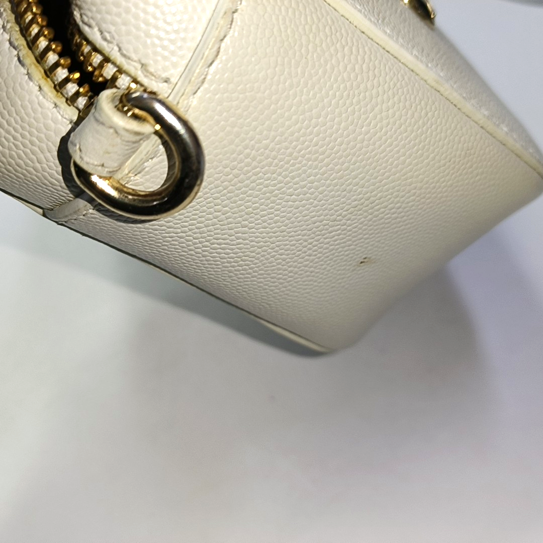 FURLA White Leather Studs Shoulder Bag Golden hardware Removable shoulder strap-(SKU)-939909071