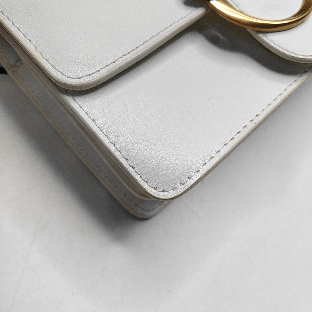 PINKO mini White Cowhide Studs Crossbody Bag Shoulder Bag Golden hardware-(SKU)-944690837
